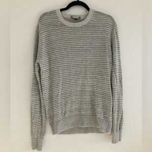 Vince 100% Linen Striped White Sweater Italian Yarn Coastal Beach Lagenlook M